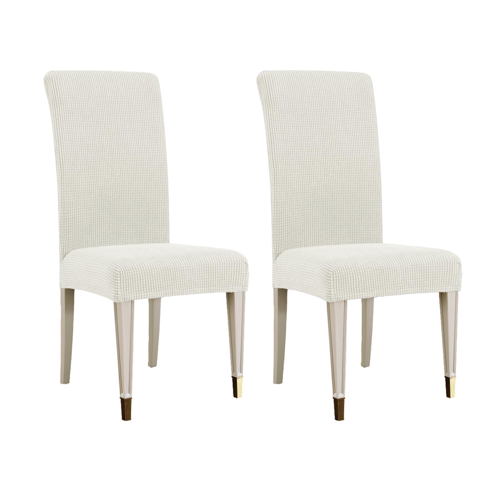 Chair Covers for Dining Room Velvet Dining Chair Slipcovers Stretch Parson Chair Protector Slipcover Kitchen Chair Cover for Party, Restaurant (Natural Checks, 2)