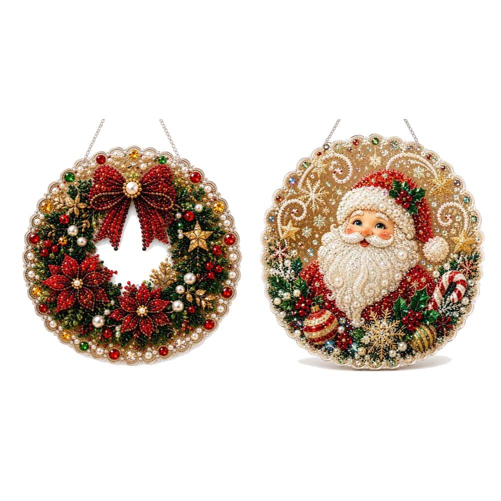 Christmas Pearl Art Kit, 9.9in Acrylic Beaded Suncatcher