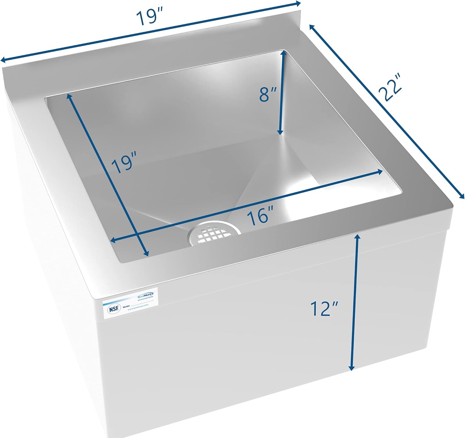 Buy KoolMore Commercial Floor Mop Sink with Deep Basin, 19” x 22” x 12
