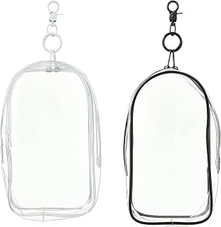 Gythara 2 pcs 2 Colors Transparent Display Bags Theme PVC Cosmetic Storage Bags with Keychains Zipper for DIY Party Favor Storage Display Collectibles Decor