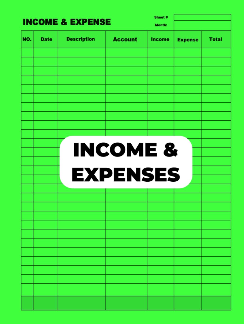 INCOME & EXPENSES: Log Book for Small Business and Personal Finance Expense Tracker Journal | Simple Budget Notebook | Bright Green Cover Money Management Log      Hardcover – November 9, 2025