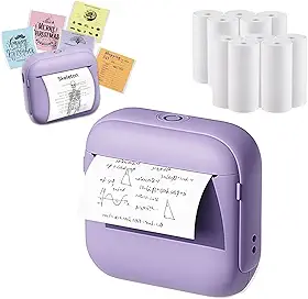 Mini Impressora Termica com 6 bobina de papel, Para Etiquetas Adesivas Sem Tinta Bluetooth Com USB Portatil Sem Fio Papel Termico