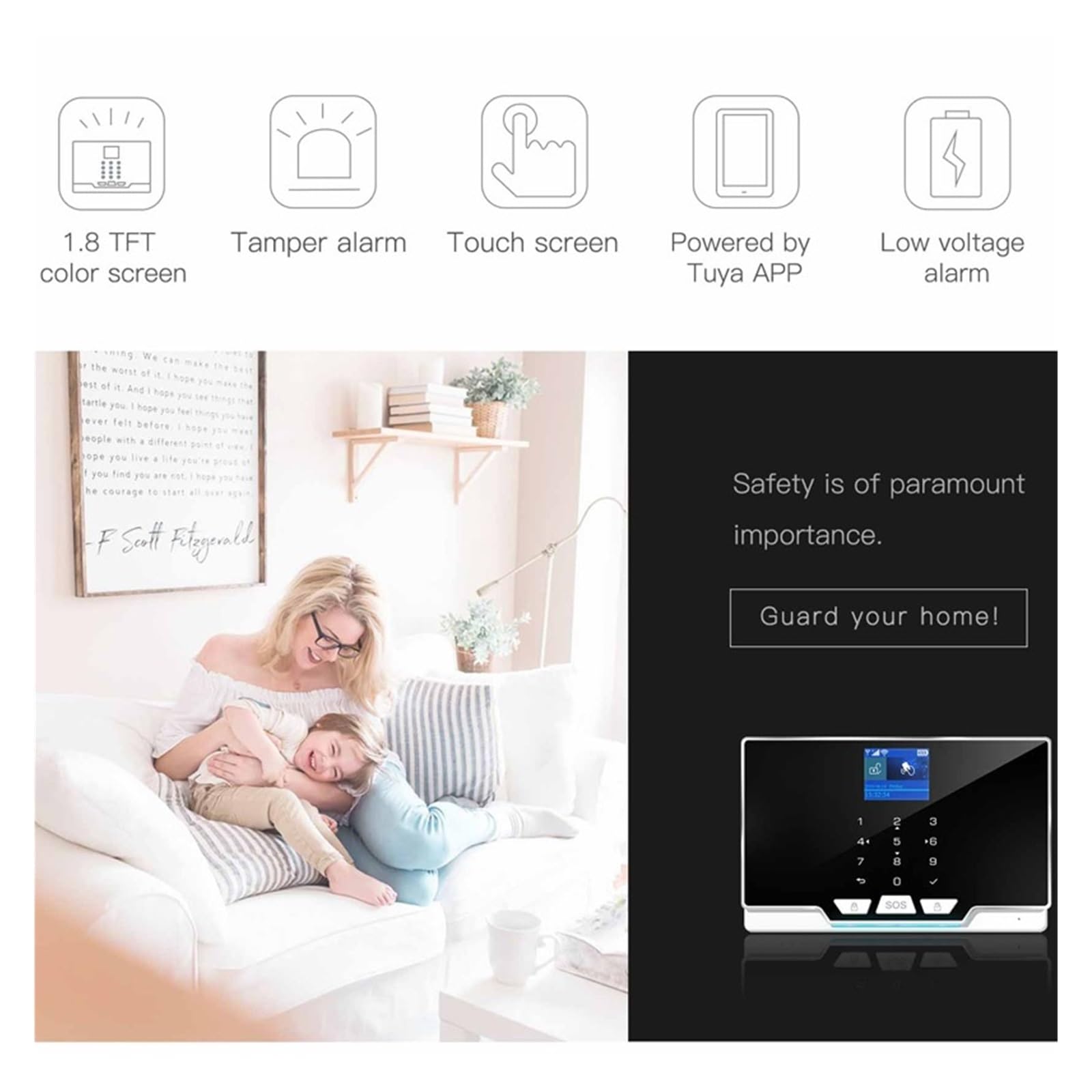 de Alarma de Seguridad for el hogar gsm con Detector de Sensor de Movimiento inalámbrico, ladrón antirrobo,FáCil ConfiguracióN Y Uso