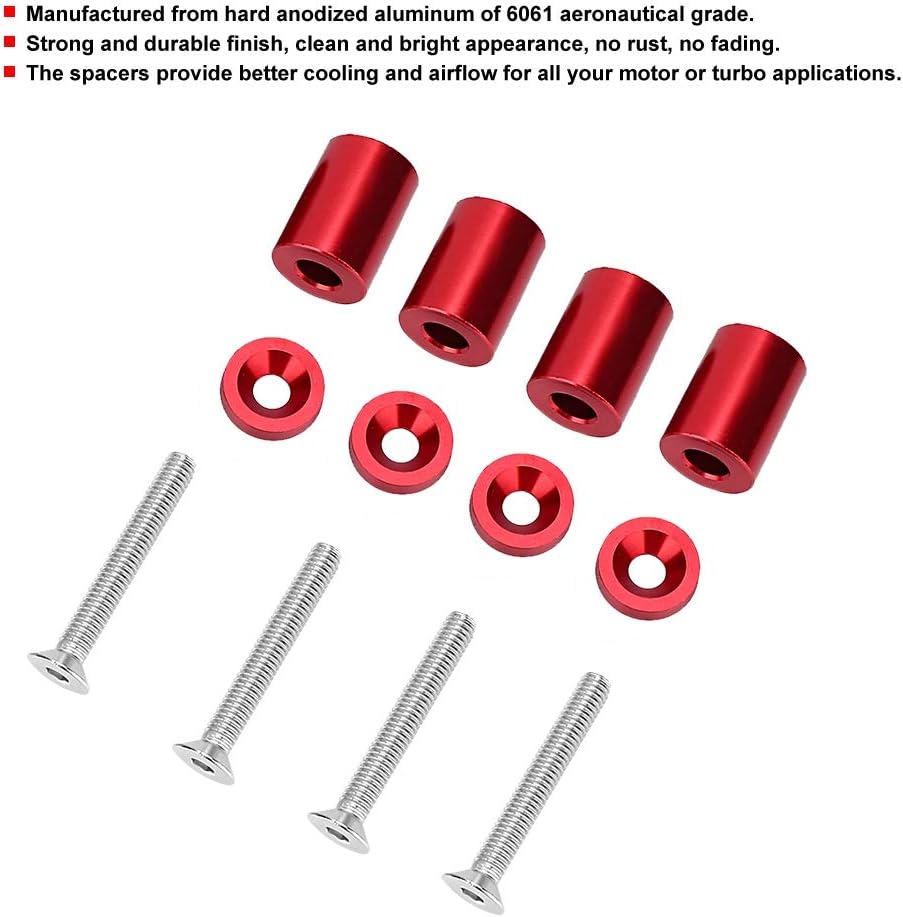 Spacer Riser Kit, Aluminum Alloy Engine Hood Ventilation Spacer Riser Kit For 6mm Turbo Motor