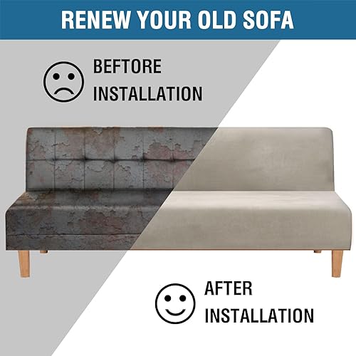 Vista 17 de H.VERSAILTEX - Funda de terciopelo real para futón sin brazos, funda protectora elástica para sofá cama, para protección de muebles, gruesa, suave