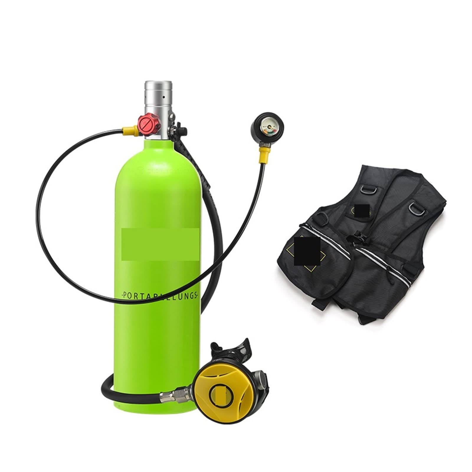 Portable Dive Cylinder, 2L Diving Rebreather Equipment Portable(Silverhead in Green Bottle)