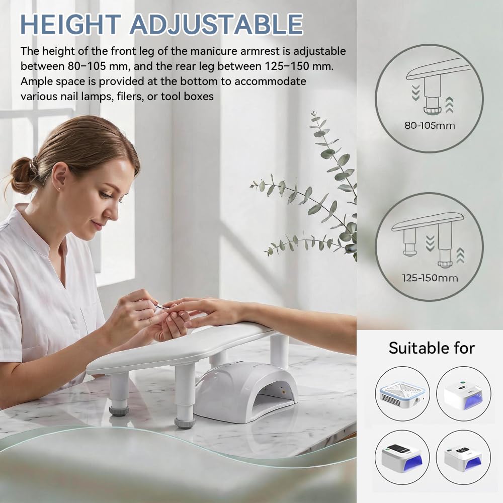 Poggiamano per Unghie, Appoggiamano per Unghie Regolabile Bracciolo per Mano a Forma di U Bracciolo per Unghie per Manicure in Pelle PU Supporto per Mano per Unghie a Forma U per Salone, Casa