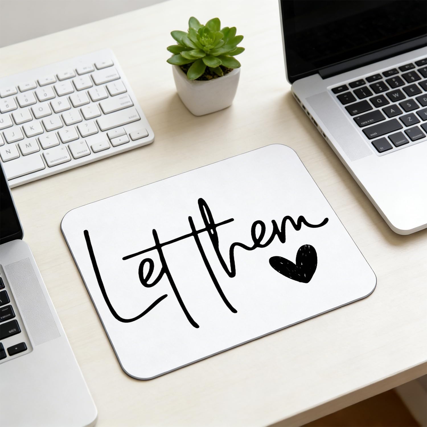 Let Them Inspirational Mouse Pad for Desk, Mental Health Gifts, Positive Affirmation Mousepads for Wireless Mouse Computers Laptop Home Office Supplies Accessories, 9.5x7.9 Inch(White) image 4