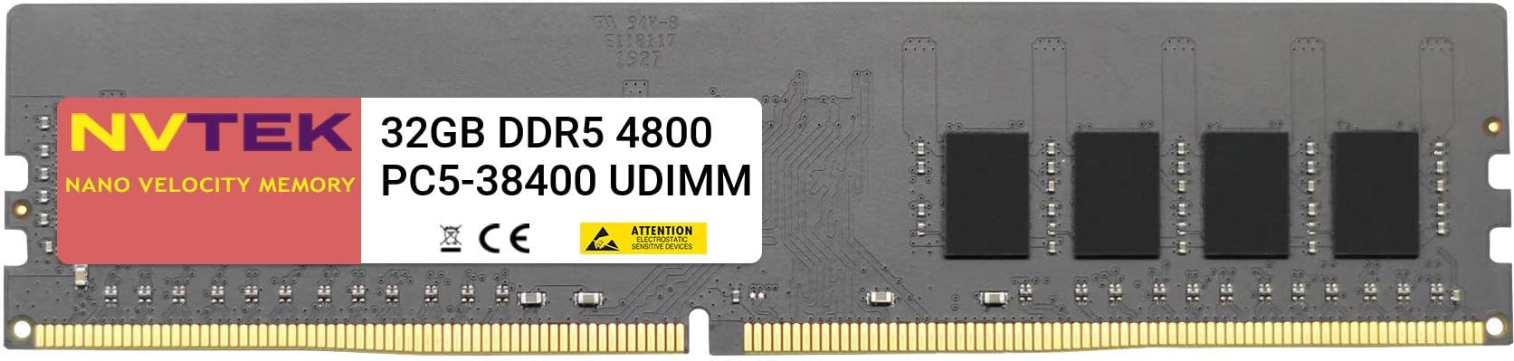32GB 1X32GB DDR5 4800MHz PC5-38400 2Rx8 1.1V CL40 288-PIN Non-ECC UDIMM NVTEK Desktop PC Computer Memory 32GB - 1X32GB DDR5 4800MHZ NON-ECC UDIMM