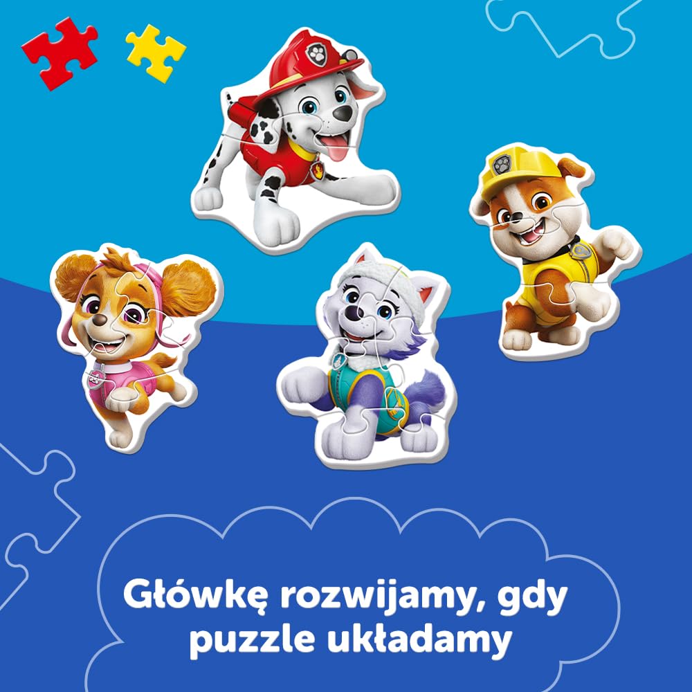 Trefl - Paw Patrol, Kochane pieski - 4 Duże Układanki Kształtowe dla Najmłodszych, od 3 do 6 Elementów, dla Dzieci od 2 lat