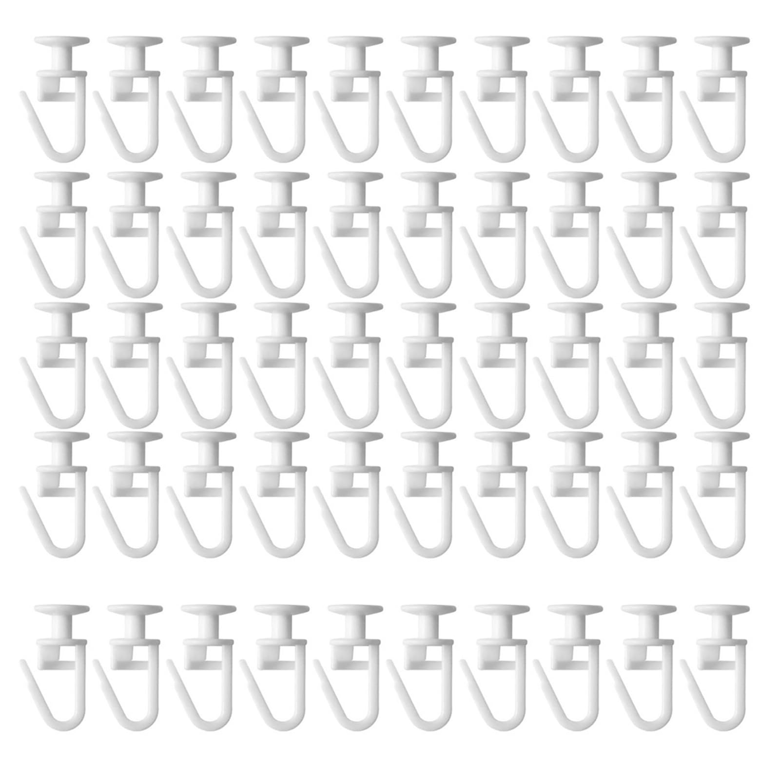 Kalttoy Of 50 PVC Curtain Track Gliders Hook Window Curtain Hanging Sliders Hook for Quiet and Efficient Movement PVC Accessories