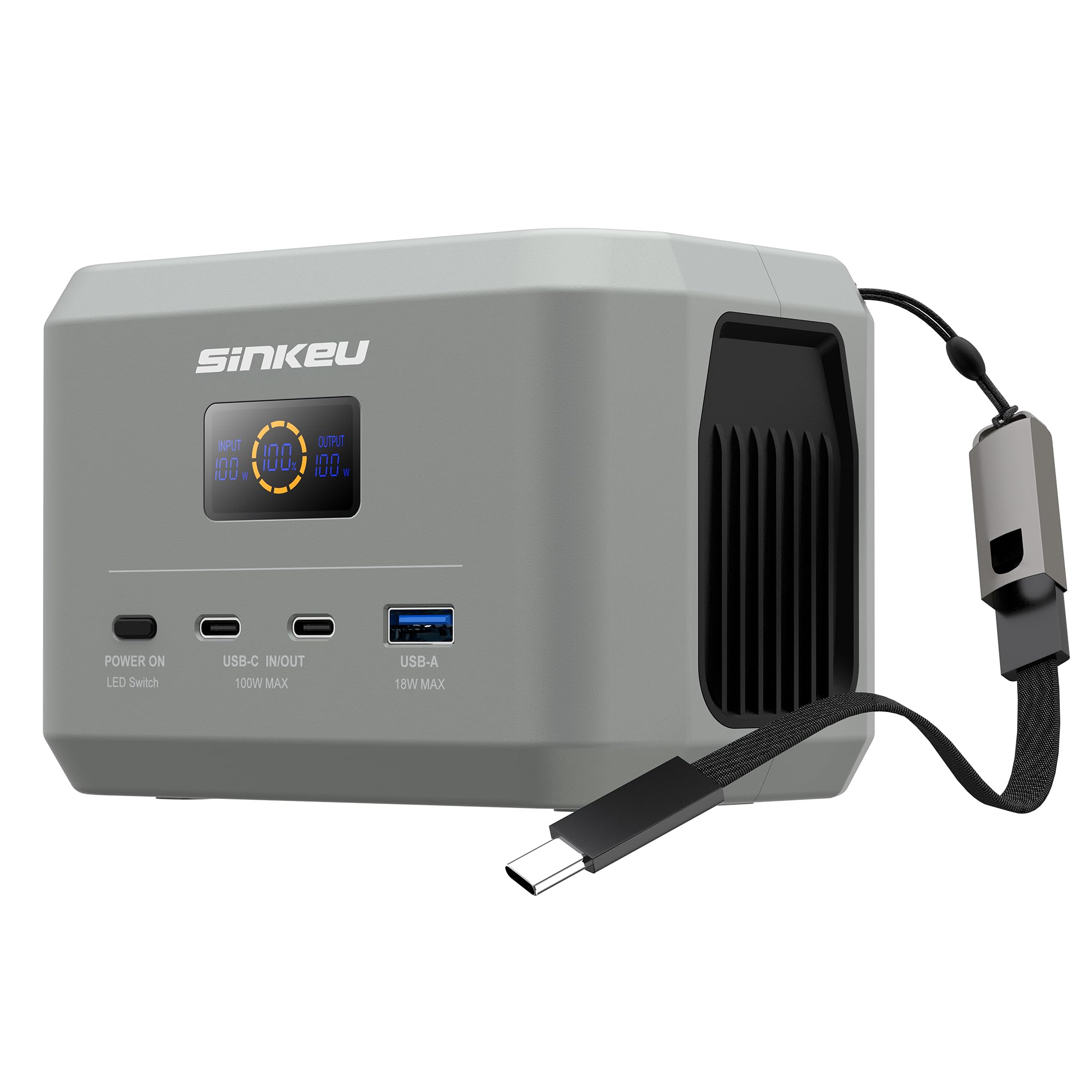 SinKeu Tragbare Powerstation, 96 Wh LiFePO4-Akku mit 3 Anschlüssen, USB-C 100 W EIN-/Ausgang Schnellladeakku für Reisen, Notstromversorgung