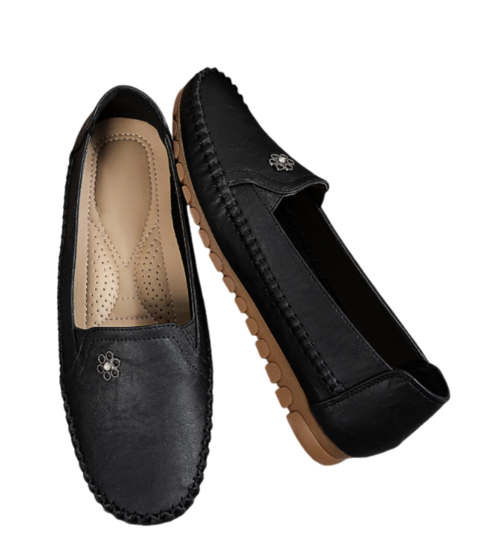 Orthopädische Damen-Ledermokassins, leichte Flache Loafer im Vintage-Stil, Bequeme Freizeitschuhe für Büro und Freizeit