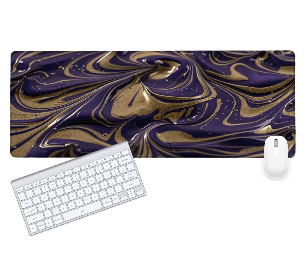 Podkładka pod mysz XXL 1200 x 600 x 3 mm, marmurowa podkładka pod mysz dla graczy, duża podkładka pod biurko, antypoślizgowa gumowa podstawa, szyte krawędzie, zmywalna abstrakcyjna podkładka pod mysz