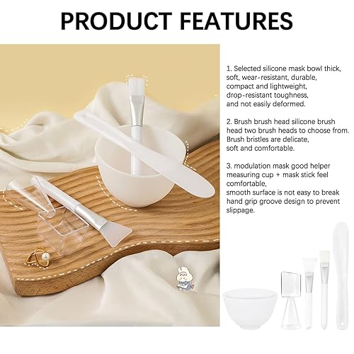 Miniatura 3 de FERCAISH 5 piezas de bricolaje para mascarilla facial, cuenco de silicona para microondas, herramienta de belleza cosmética para salón en casa