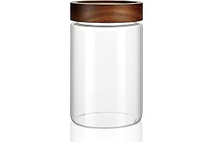 Airtight Glass Canister with Wooden Lid for Kitchen Storage
