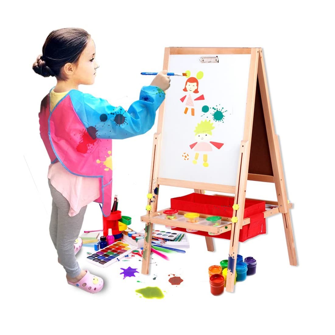 Tablier Peinture Enfant Imperméable Avec Manches Longues - Garçon Fille 1 à 12 Ans - Poches Pratiques