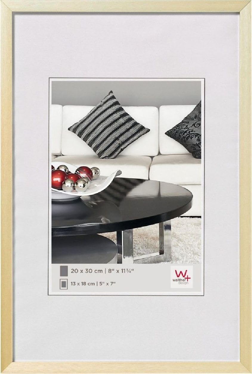 walther design Picture Frame AJ130G, Gold, Aluminium, 21 x 29.7 cm (DIN A4)