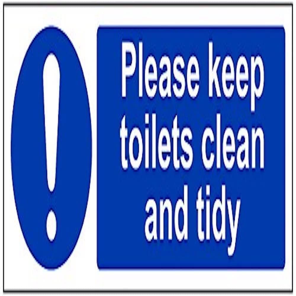 V Safety Please Keep These Toilets Clean And Tidy Sign - 300mm x 100mm - 1mm Rigid Plastic