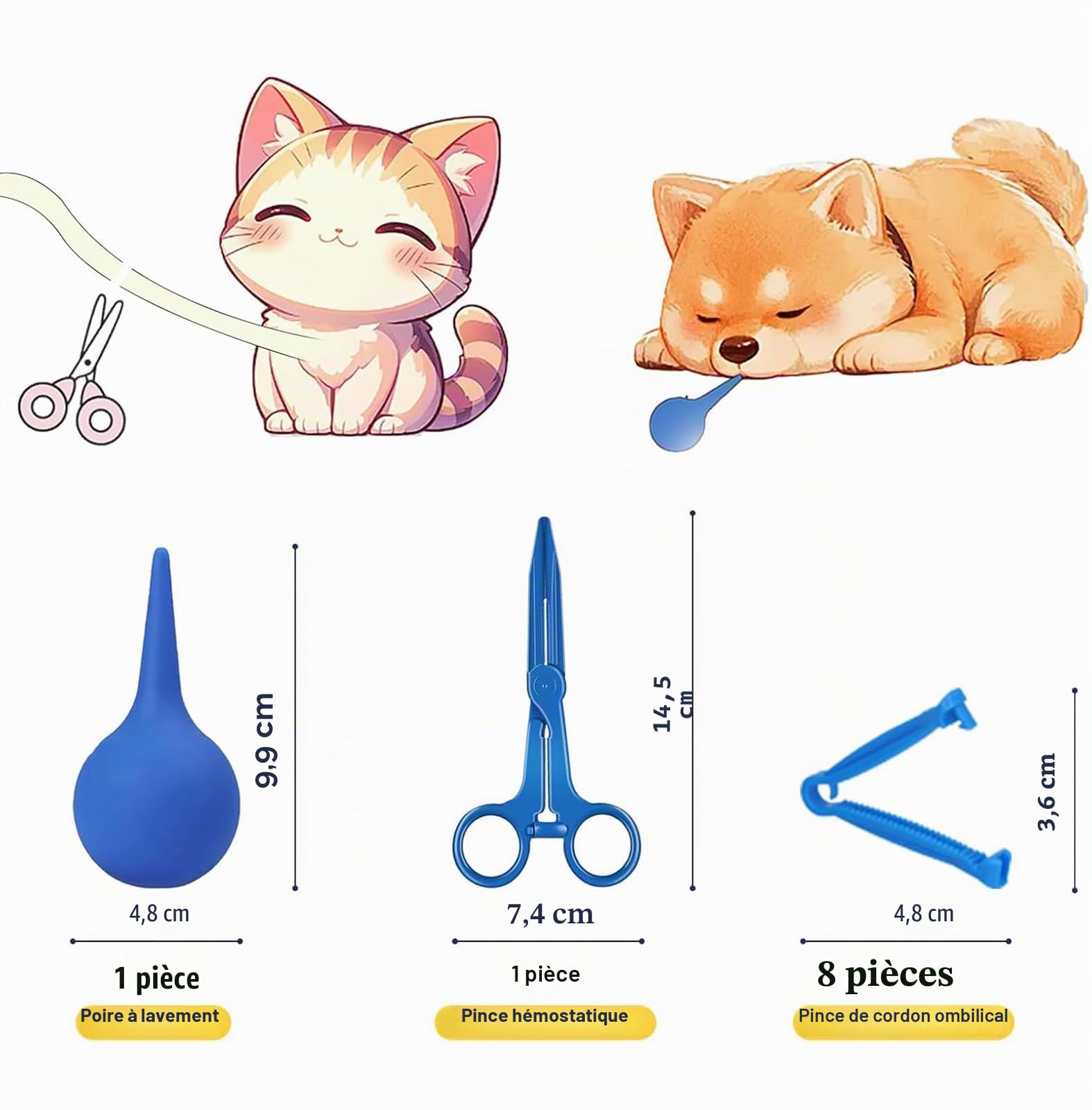 Fournitures de mise bas pour chiots et chatons, kit de mise bas pour chiots à la naissance comprenant 15 colliers d'identification, tableaux de suivi des enregistrements et plus