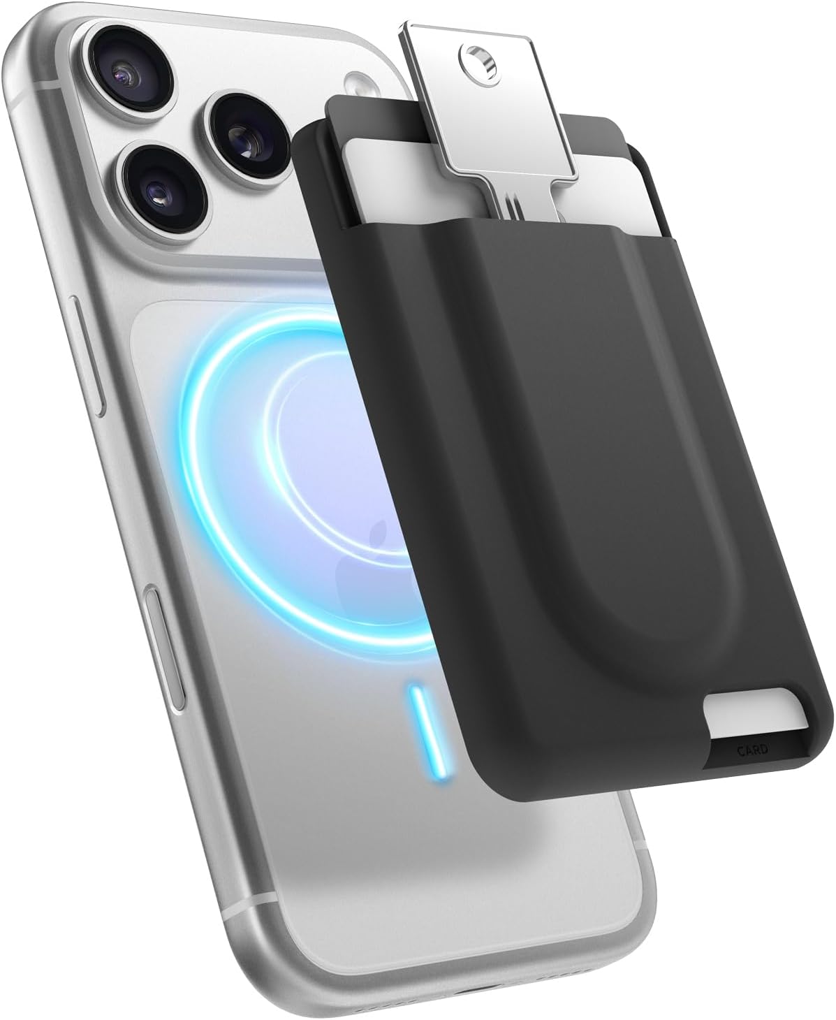 elago Key Slot Card Holder Pocket Wallet Silicone Wallet compatible with MagSafe - Black