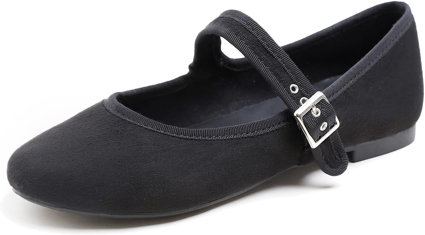 Black Faux Suede Mary Jane