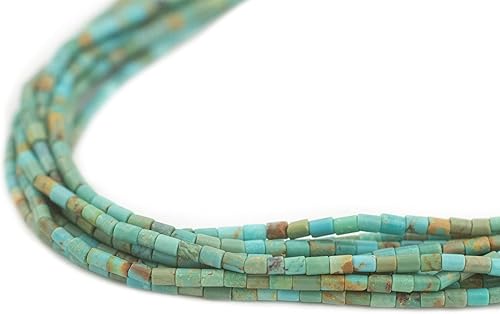 TheBeadChest - Cuentas cilíndricas Heishi turquesa verde aguamarina de 0118 x 0079in piedra preciosa cilíndrica de 16 pulgadas