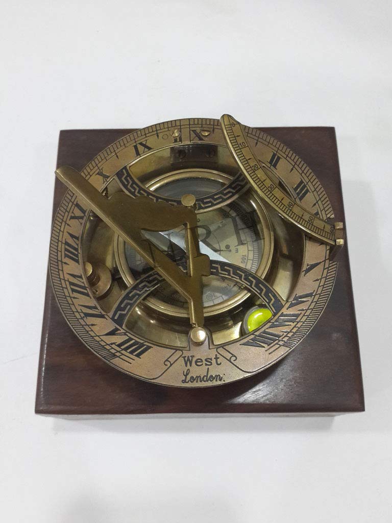 Reloj de Sol Antiguo brújula Estilo marítimo con Caja de Madera West London