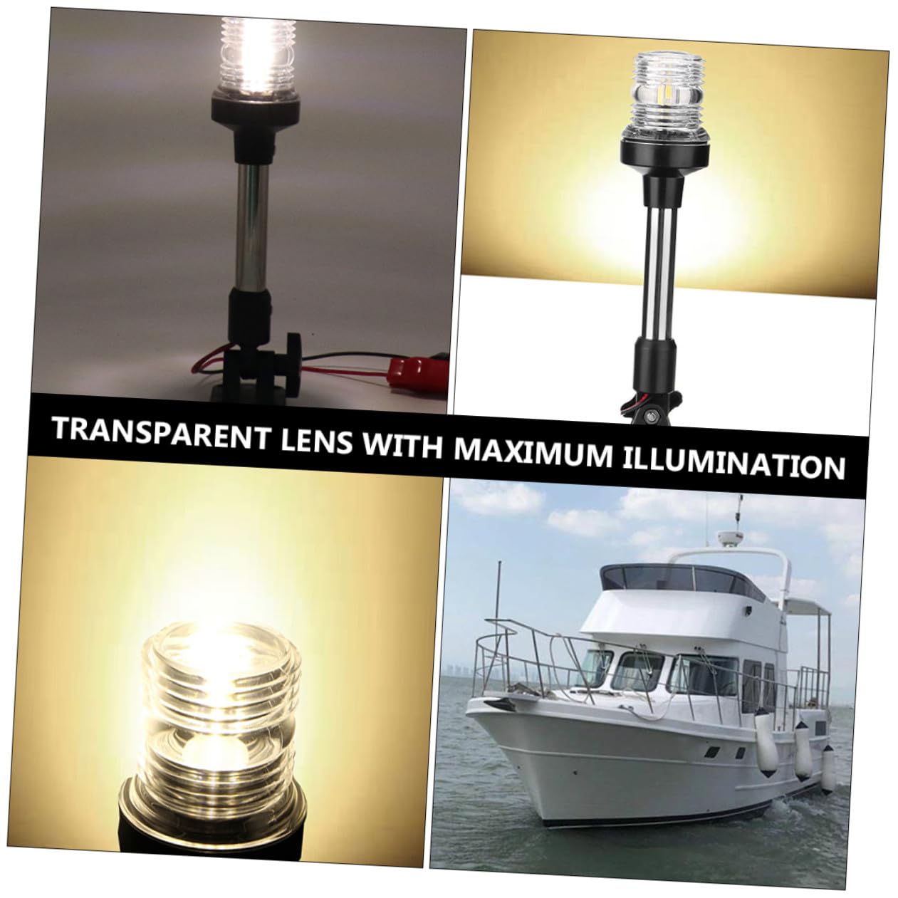 TOYANDONA LED Luce di Navigazione Barca 12vdc Bianca 360° 1 Pezzo | Flip-up Design 5w 2 Acrilico e Lega di Alluminio 4000-4500k per Yacht e Marine