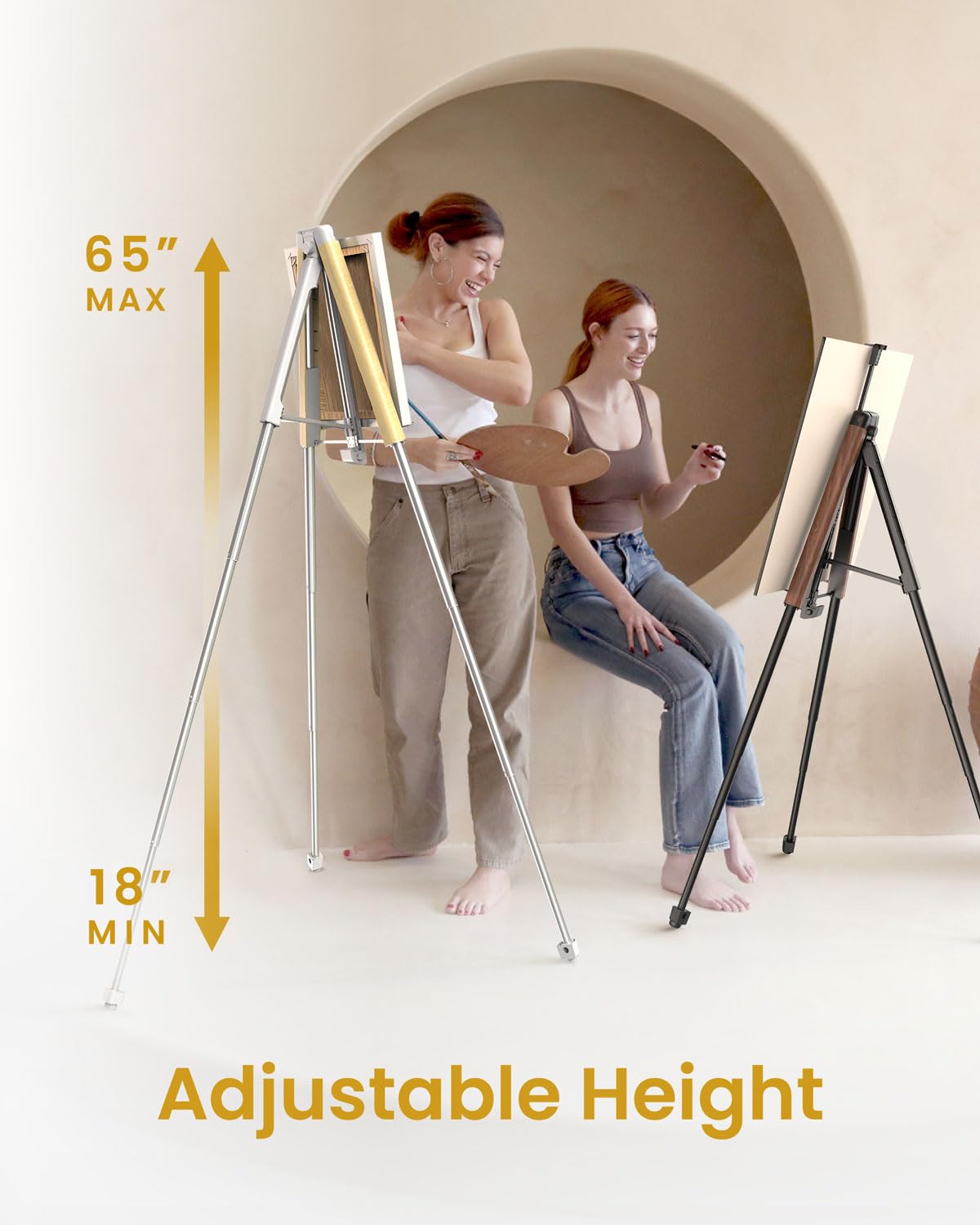 KraftGeek Staffelei zum Malen, 165 cm, tragbar, zusammenklappbar, Luftstaffelei | Verstellbarer Leinwandhalter, leichtes Aluminium-Stativ, stabiler Ständer für Outdoor-Malerei, Hochzeitsschilder