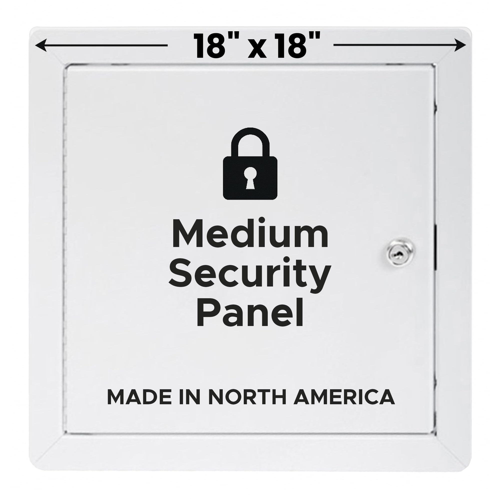 Best 18" x 18" Medium Security Access Panel, 14-Gauge Access Door with Rounded Corners & 1" Exposed Flange, Key-Operated Cylinder Cam Latch, Continuous Piano Hinge, White Powder Coat, BA-MSD