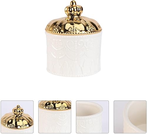 Miniatura 2 de Luxshiny Joyero de cerámica con tapa, organizador de exhibición de joyas, contenedor de almacenamiento de baratijas, recipiente para aretes, cuenco