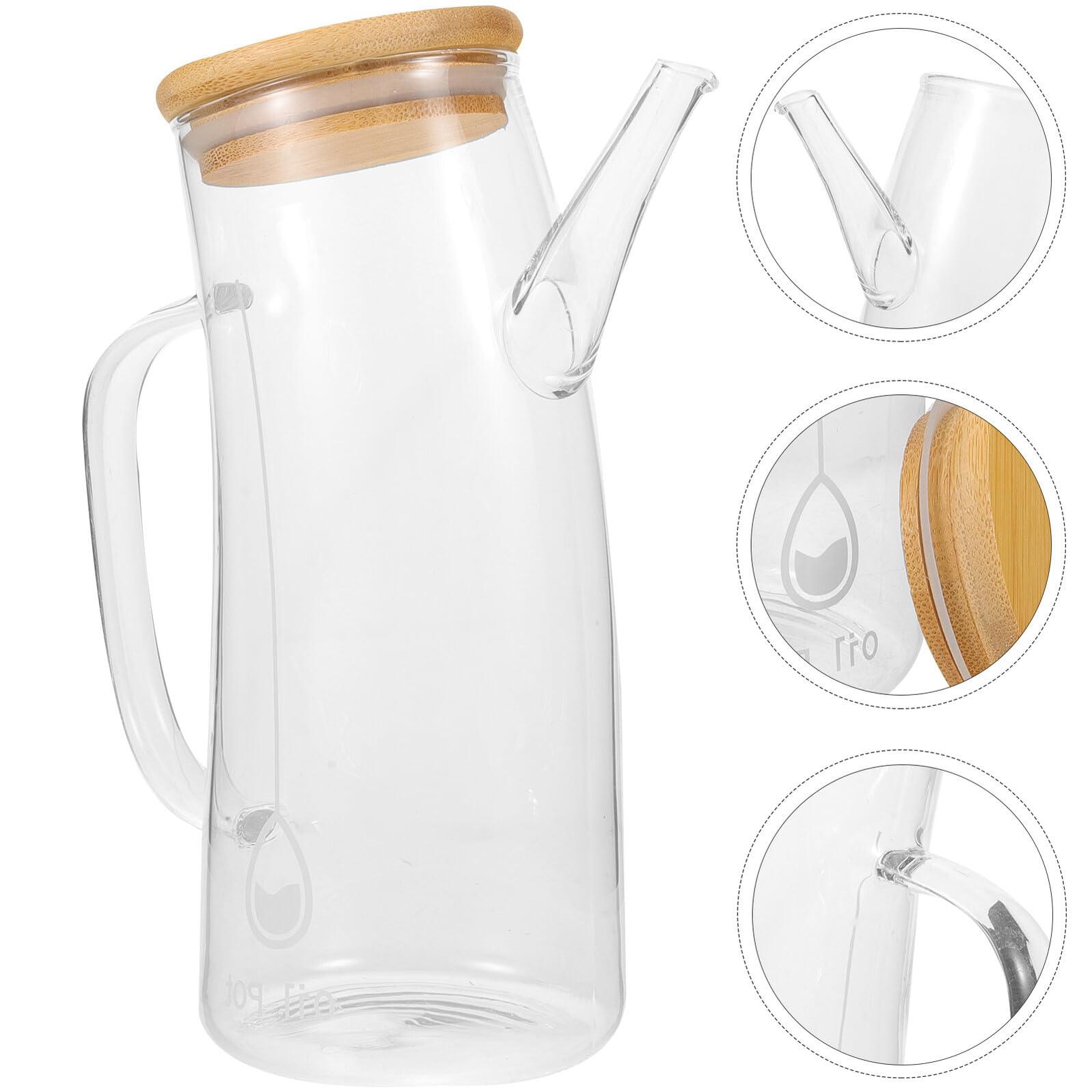 Glas Ölflasche mit Skala Großer Kapazität Auslaufsicherer Ölspender mit Ausgießer und Ergonomischem Griff für Küche und Haushalt Transparentes Glasölbehälter