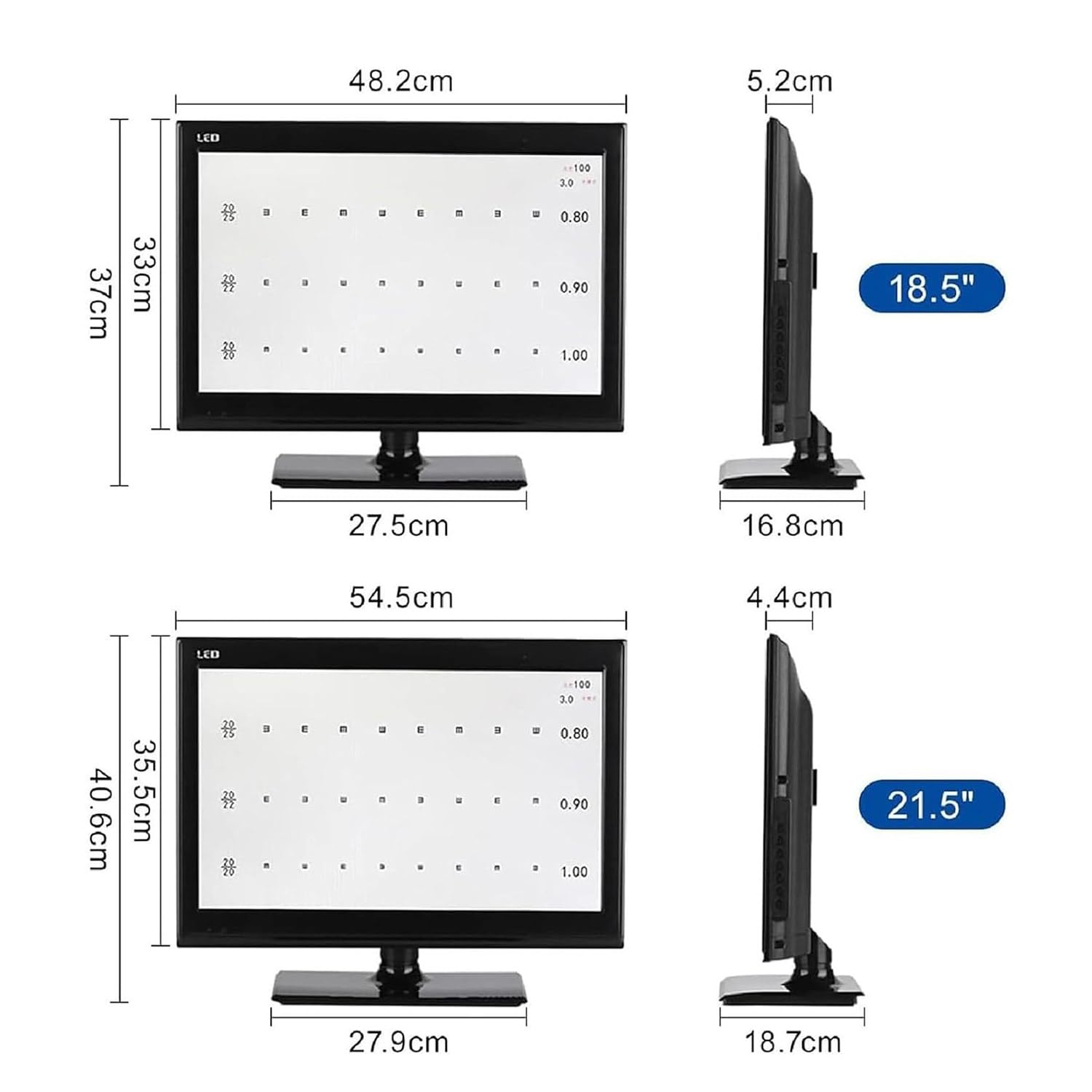 Grafico ottico ottico digitale LCD con 300 bersagli visivi per misurazione della visione chiara, ideale per test di optometria e terapia della visione