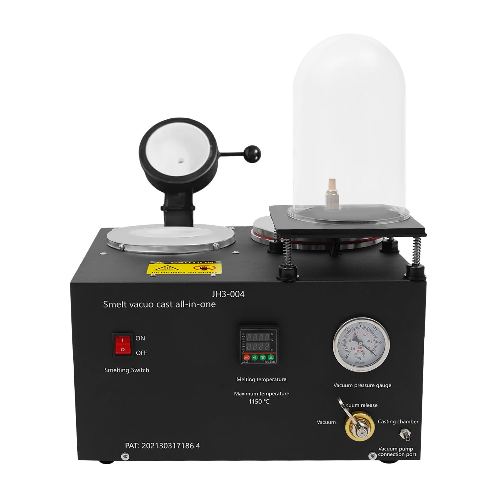 Cast Vacuum and Melting Machine,Digital Display High Temperature Refining Metal Jewelry Casting Tool,1/2 HP 2L/0.53Gal Metal Jewelry Casting Machine