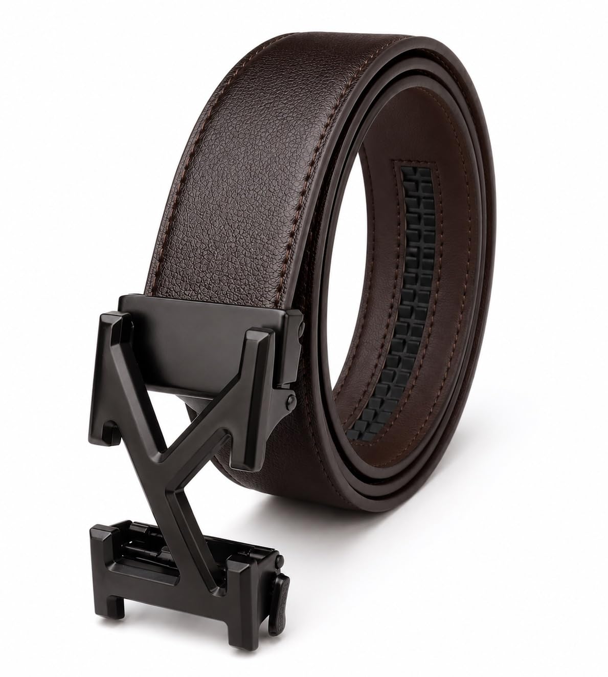 zacharias Men's Texas Leather Ratchet Belt with Black Buckle AP-26K (Brown) (Pack of 1)-picture-27