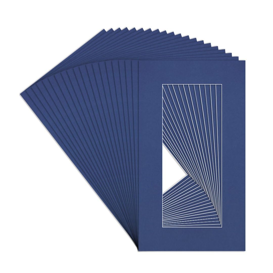 Procut Global 16x9" Blue Picture Mounts to Fit 12x5" Aperture - Precision Cut Cardboard Photo Mount - Ideal for Frames, Prints, Artwork & Certificates - Sizes & Colours Available - 20 Pack