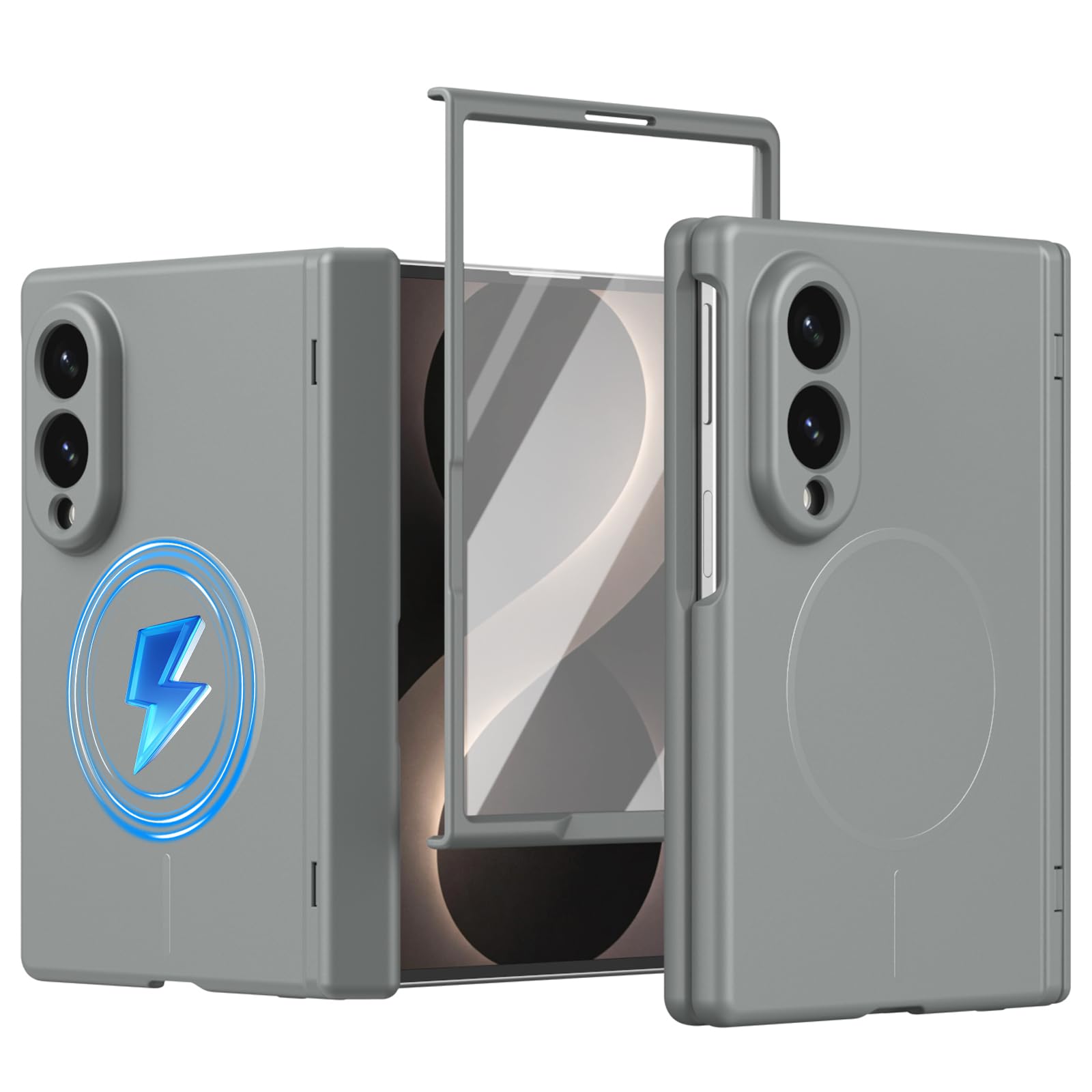 Custodia protettiva per lo schermo del Samsung Galaxy Z Fold8, compatibile con Magnetized Ring, Protezione per cerniera, cover magnetica in silicone per Samsung Z Fold 8-Grigio