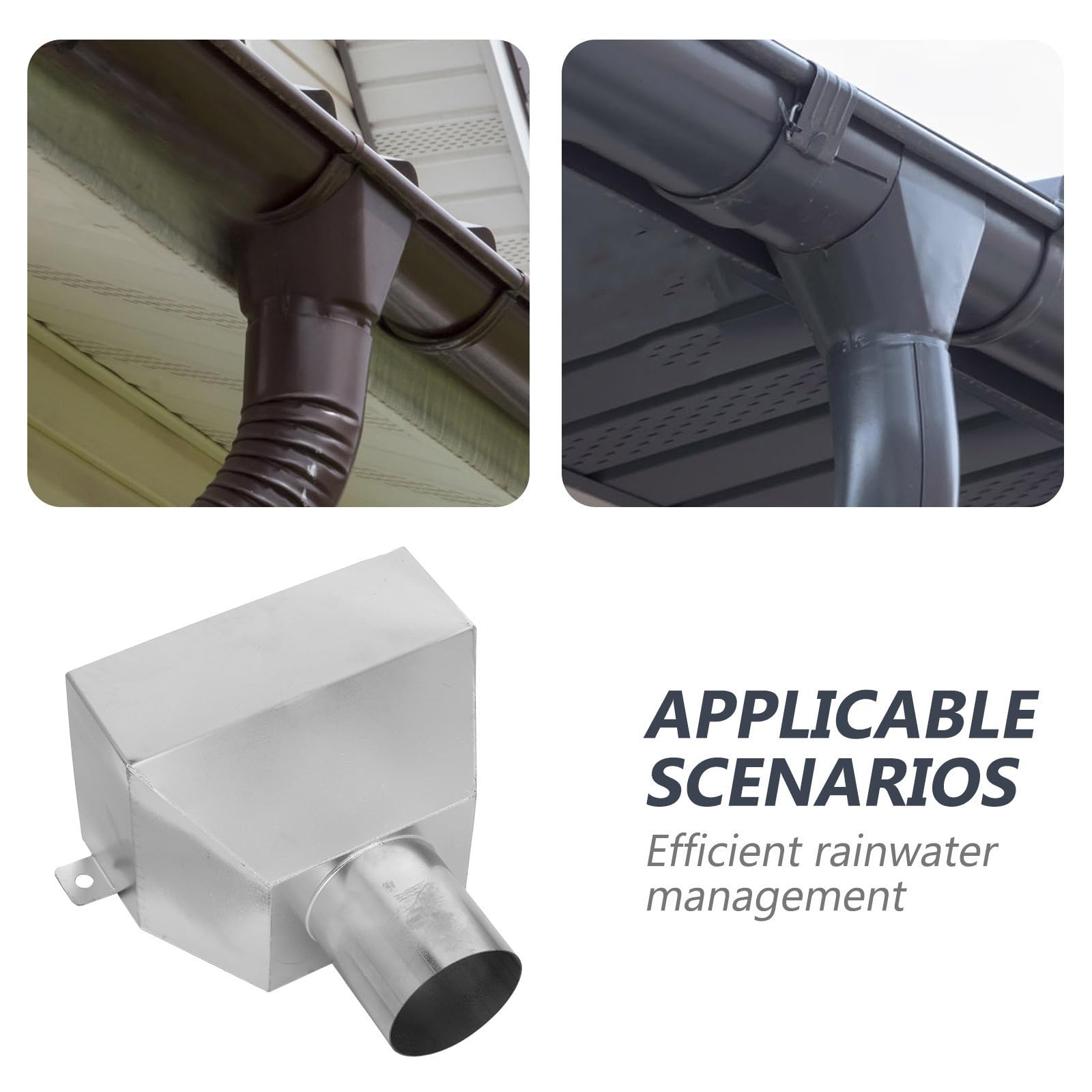 TEHAUX Conector de bajante, bajante de canaleta para techo de acero inoxidable, mantenimiento fácil, mejora de desagüe de techo, compatible con tuberías de hierro fundido y PVC