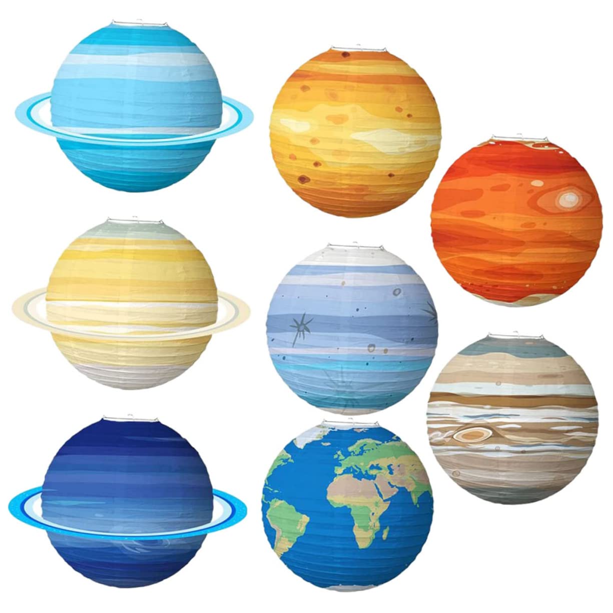 8 Stück Weltraum Papierlaternen aus Papier Sonnensystem Hängelaternen für Kinderparty Klassenzimmerdeko Planetenmotiven