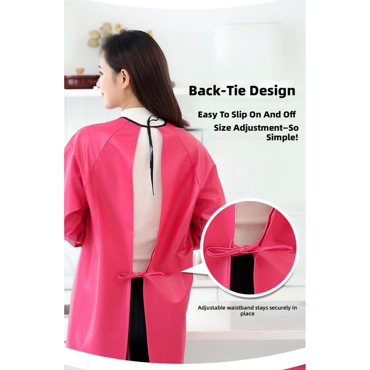 Tablier Imperméable Femme à Manches Longues avec Poches, Blouse Utilitaire Polyvalente pour Cuisine, Vaisselle, Jardinage et Travail, Idéal pour Activités Domestiques