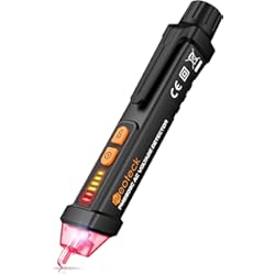 Detector Corriente Neoteck Detector De Voltaje Tension Alarma Tester Electrico Comprobador De Tensión y De LED Blanco Sin Contacto Tester de Voltaje 12-1000V de AC 50-60Hz Pen Tool con Antorcha-Negro
