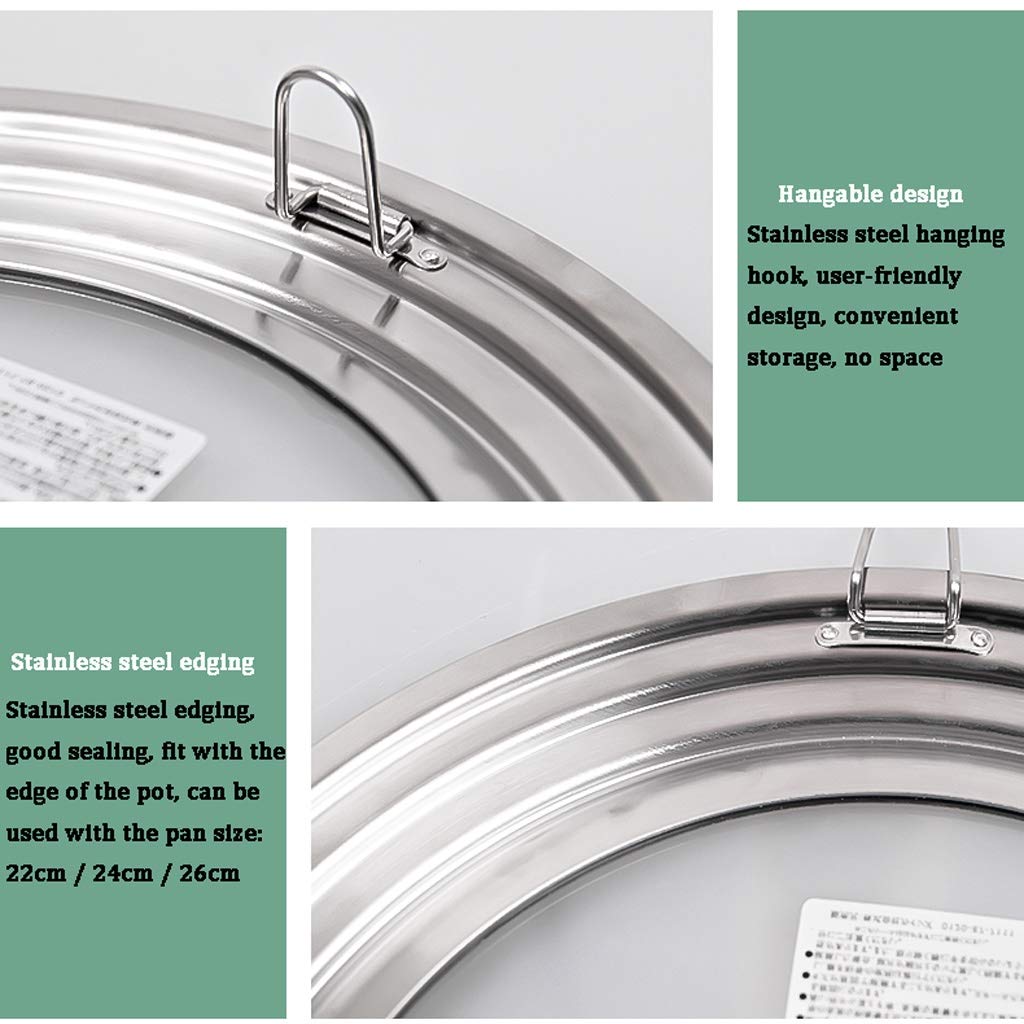 Coperchio,Coperchio in Vetro/Inox/Alluminio,Coperchi per pentole Coperchio per padella in acciaio inossidabile Coperchio per wok in vetro temperato Cucina Coperchi per pentole di ricambio di