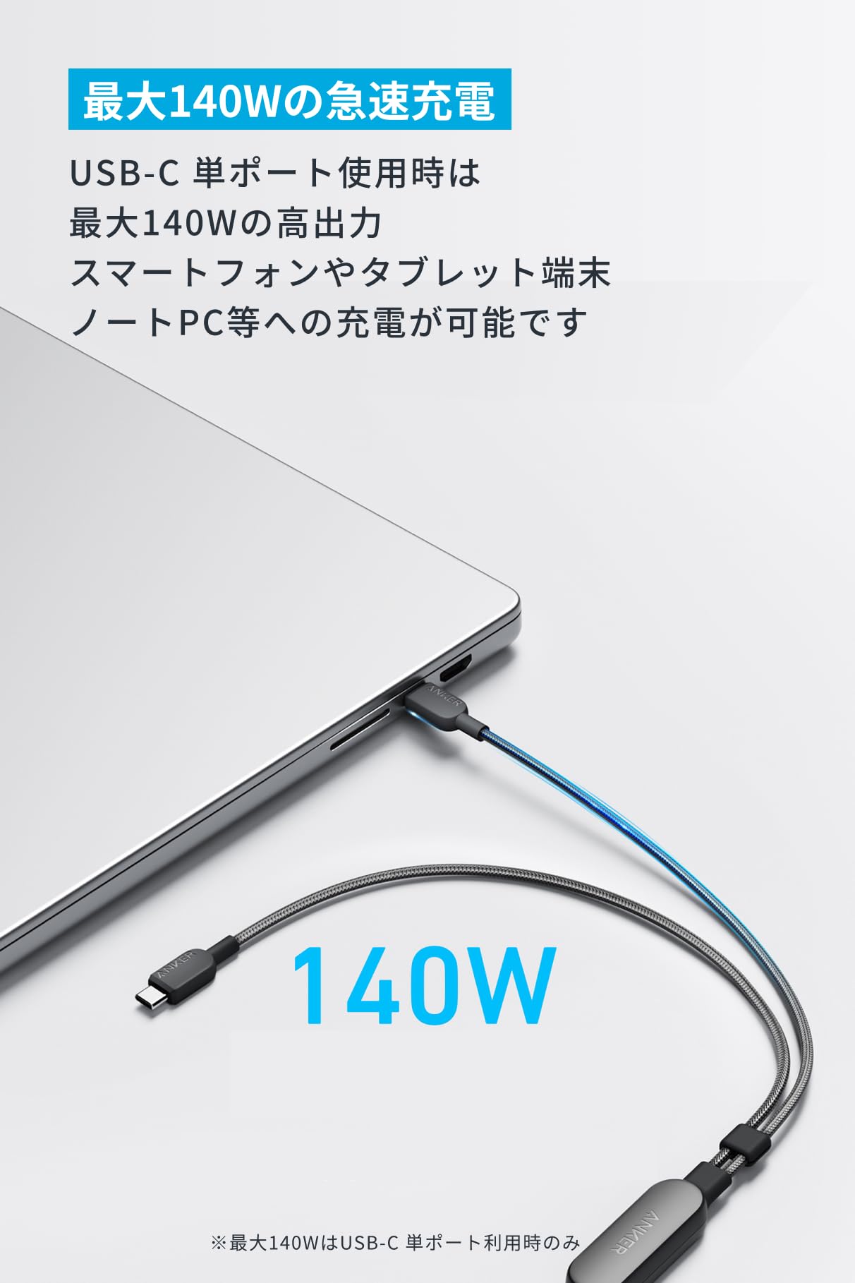 Amazon.co.jp: Anker USB-C ＆ USB-C ケーブル (2-in-1, 140W