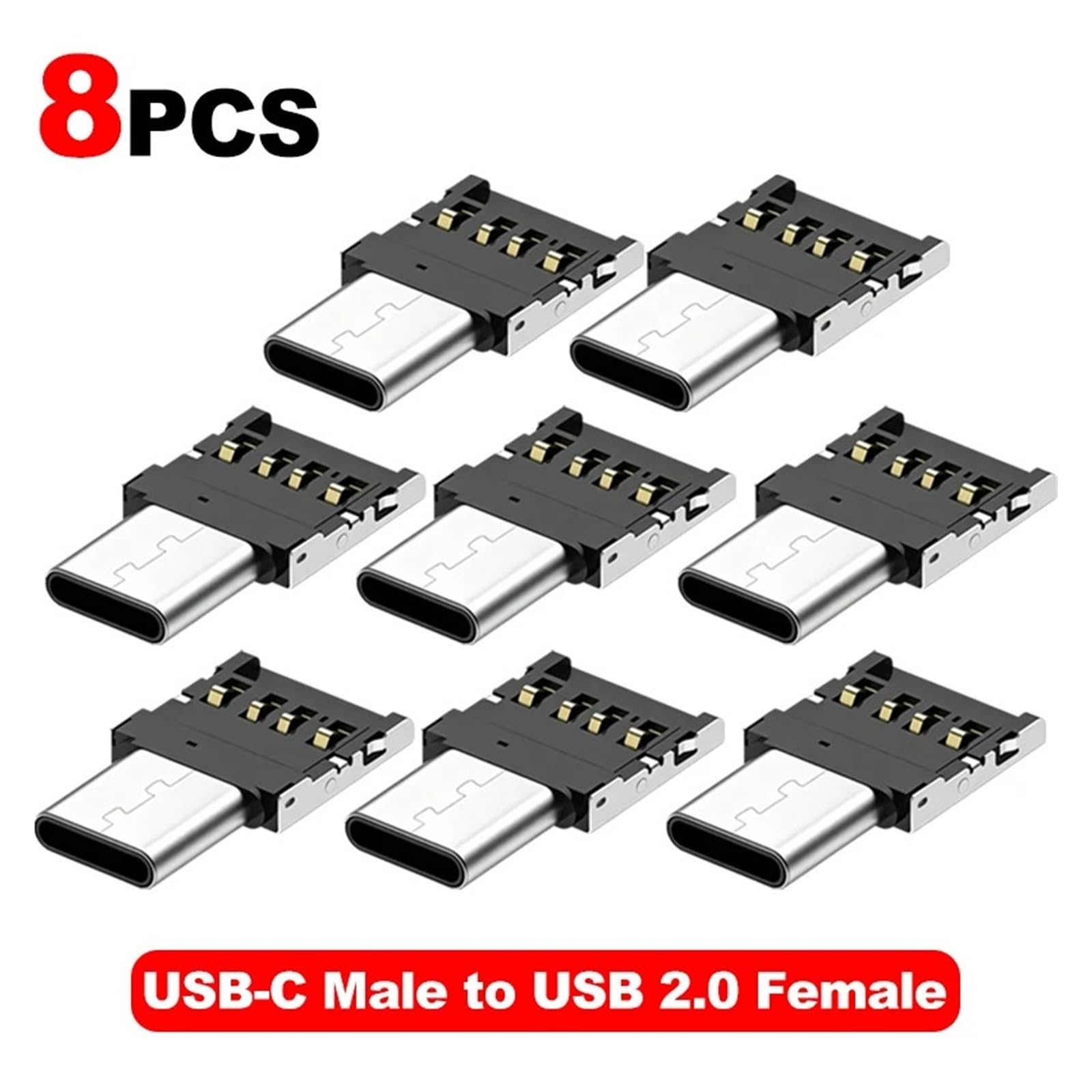 Adattatore OTG da USB-C maschio a USB 2.0 femmina, 1-20 pezzi (8 pezzi)