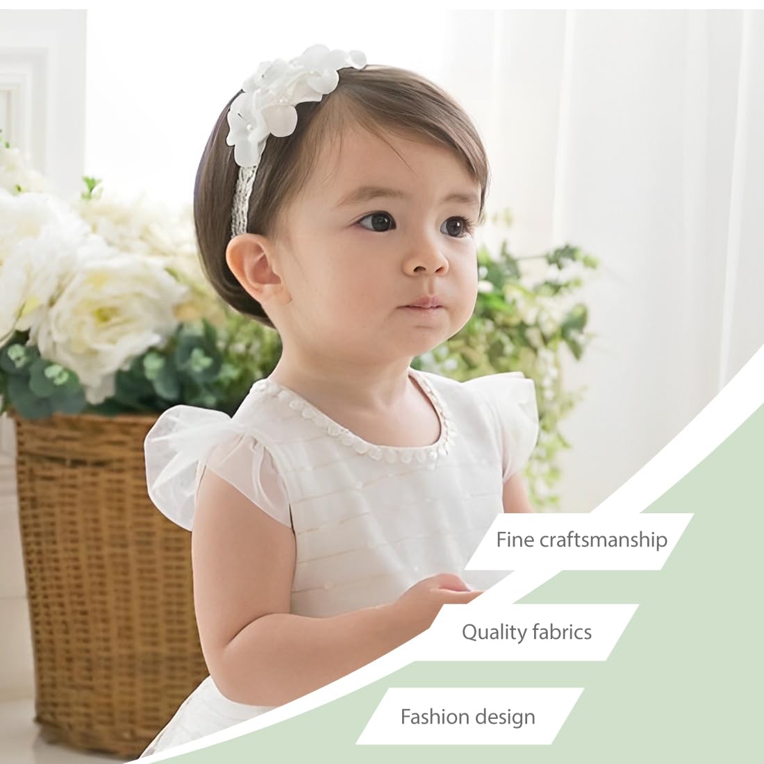 Bébé Bandeaux, bandeau de baptême pour bébé fille, bandeau élastique pour fille, Bandeaux Accessoires, pour fille, bébé, fille, enfant en bas âge(B)
