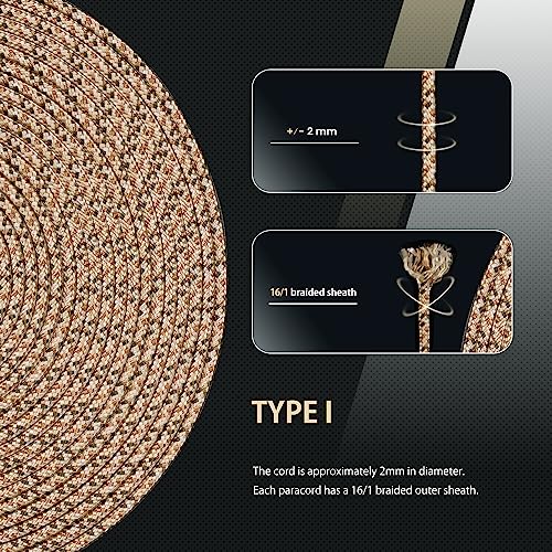 Abma Cord Paracord 100 lbs 2mm 100% Nylon 30M - Sand Camo, Military-sand Camo, 30 Meters - Image 4