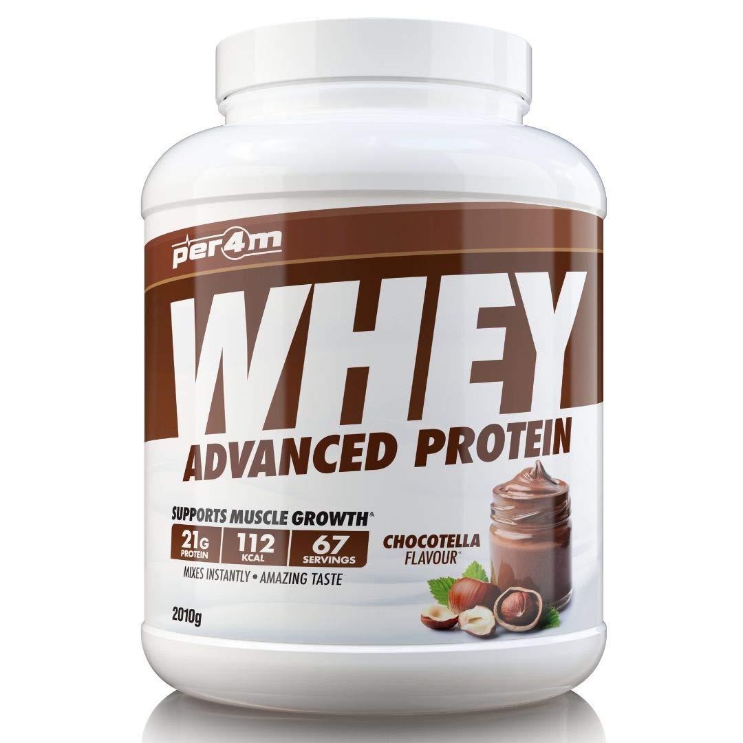per4mProtein Whey Powder | 67 Servings of High Protein Shake with Amino Acids | for Optimal Nutrition When Training | Low Sugar Gym Supplements (Chocotella, 2010g)
