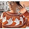YEMOCILE Knitted Sweater for Women with Cute Ghost Pattern Gothic Streetwear with Long Sleeves for Girls Orange