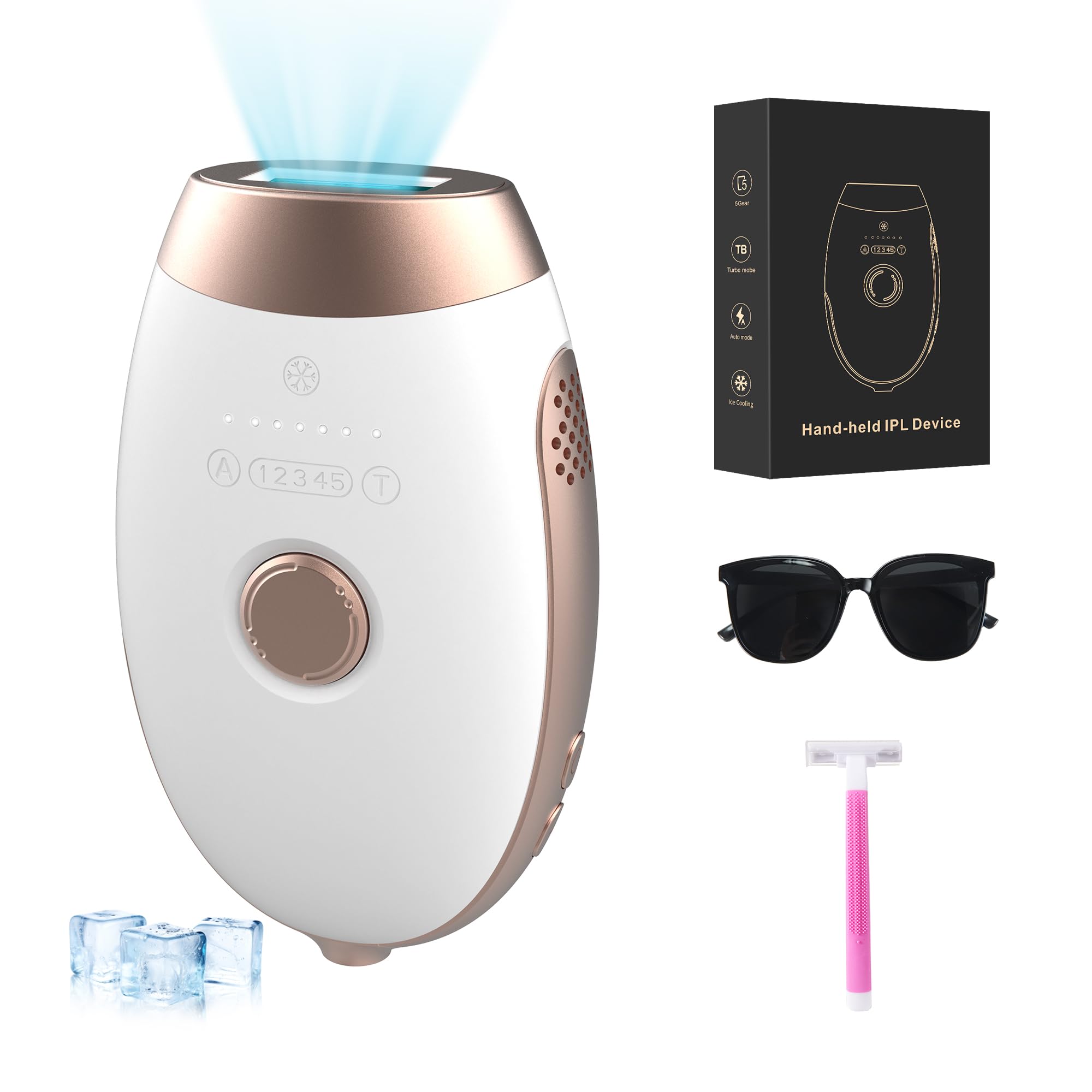 Effiziente IPL Haarentfernung für Zuhause: TZWM mit 6J/cm² Turbo & Eiskühlung - 5 Stufen, 0,5s Blitz, Leise - Sichtbare Reduktion in 4 Wochen - Perfekt für Berufstätige und Studenten - Als Geschenk